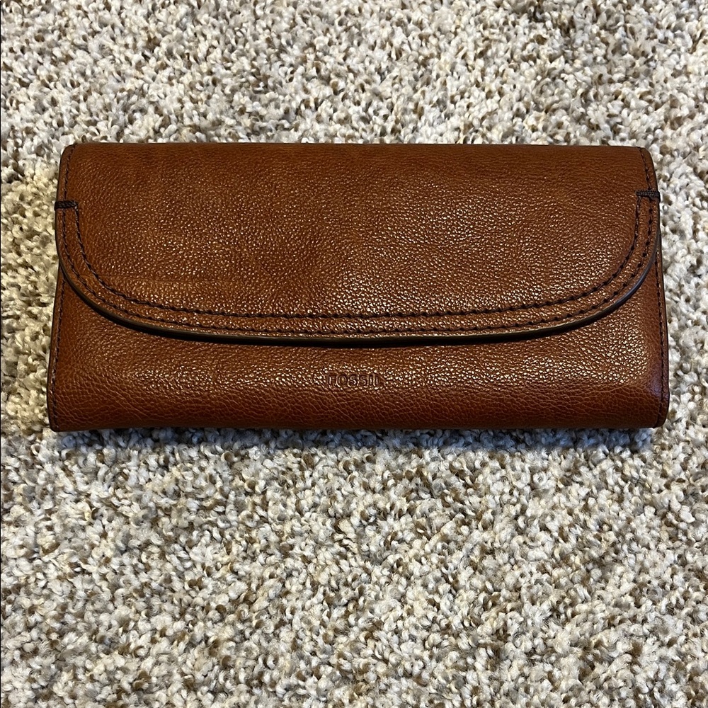 Fossil Cowhide Brown Leather Clutch Wallet